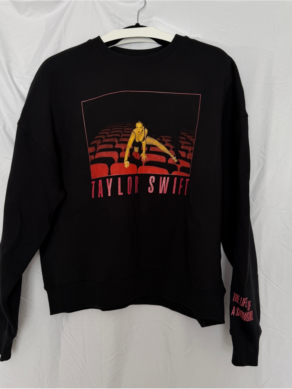 Taylor Swift Life of a Show Girl It’s Frightening Black Crewneck Sweatshirt - Picture 2 of 7